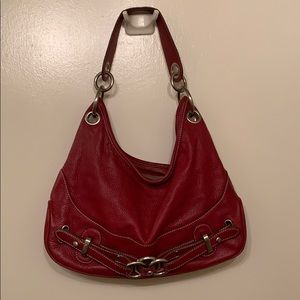 Red leather satchel
